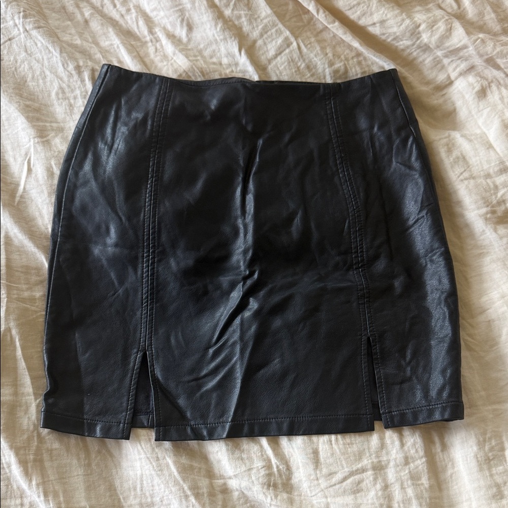 Sleek Black Fake Leather Mini Skirt